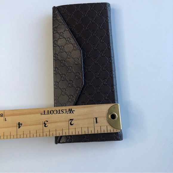 GUCCI Brown Leather GG Monogram Collapsable Sunglass Case - Picture 9 of 9